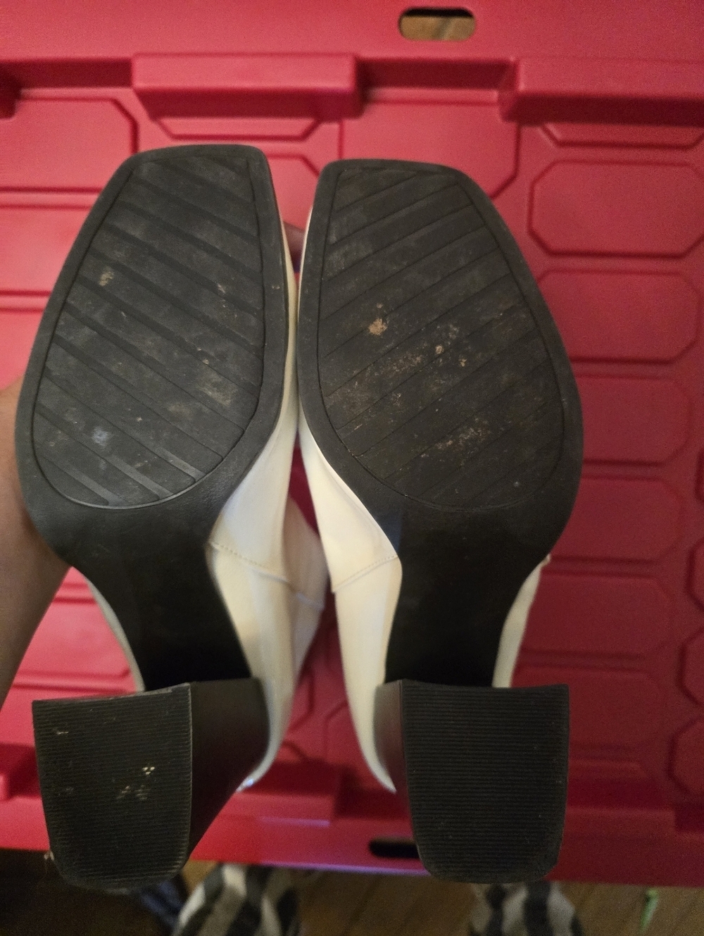 Qupid White Ankle Booties with Black Block Heel - Picture 3 of 5